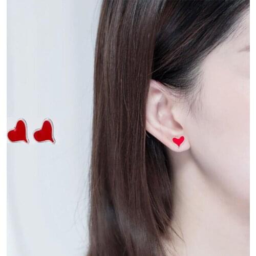 Mini Cartoon Cute Geometric Heart Puzzle Stud Earrings for Women Girls Fashion Party Jewelry Lovers Romantic Street Decoration