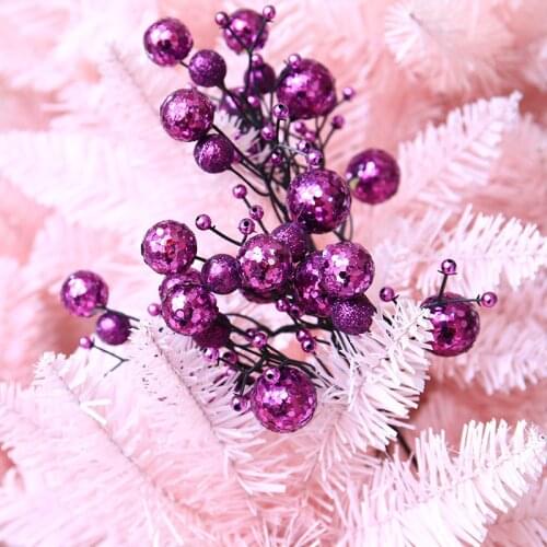 Christmas Artificial Vivid Cherry Holly Berry Christmas Tree Foam Ornaments Home Garland Decoration Fake Flower Branch New Year