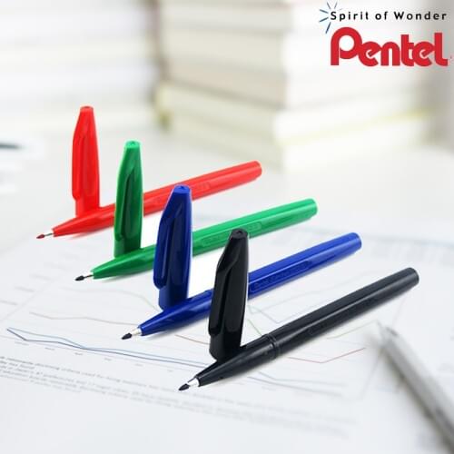 Pentel Sign Pen 2.0mm For Graphics Writing Black/Blue/Green/Red S520 Fiber Pen School & Office Supplies