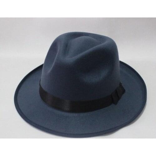 Short brim fedora hat British style classic jazz top hat new female woolen hat men and women felt warm hat stage performance hat