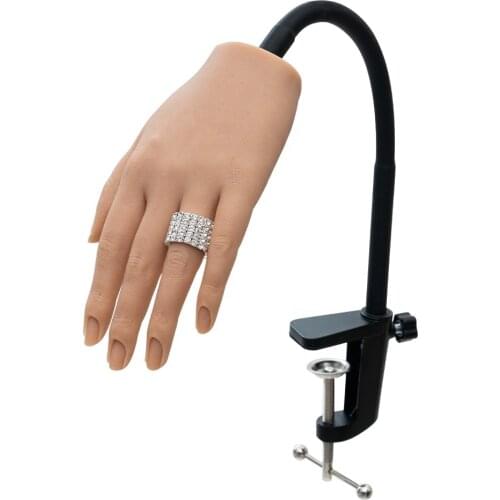 Silicone Practice Hand With Flexible Thickened Nail Groove Fingers And Holder