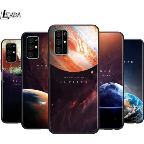 Solar System Planets Earth for Huawei Honor 30 20S 20 10i 9S 9A 9C 9X 8X 10 9 Lite 8A 7C 7A Pro Phone Case Black Cover