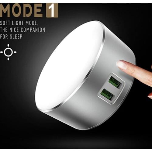 A2208 LED Touch Reading Light Dual USB Night Mobile Phone Charger Suitable For All Power Supply Via Interface
