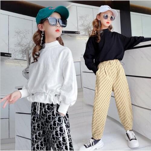 2021 Korea style girls bow sweatshirt cotton full sleeve fashion autumn girls sweatshirt 6-11t B494