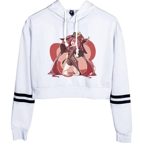 Genshin Impact Hoodies Hu Tao 2D Print Spring Sexy Crop Top Anime Harajuku Summer Hot Sale Casual hoodies Sweatshirts Plus Size