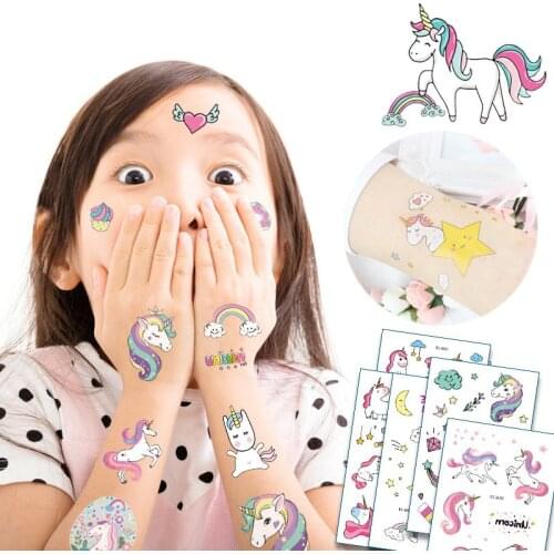Cartoon Unicorn Tattoo For Kid Cute Fake Taty Children Tatouage Temporaire Body Art Waterproof Temporary Tattoo Sticker