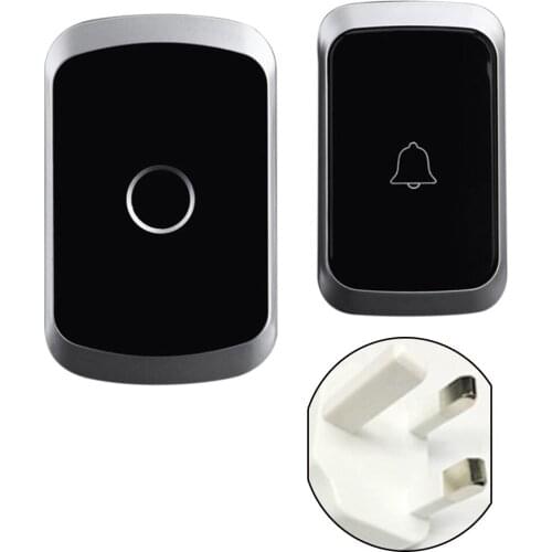 Waterproof Wireless Doorbell with 1 Plug-In Receiver + 1 Transmitter UK Plug
