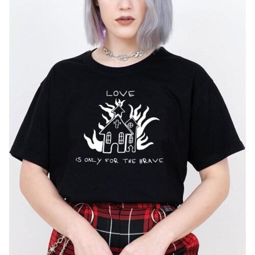 Is Only for The Brave Harry Styles Merch Graphic T Shirts Tops for Women Fire House Tshirts Black White Oversized Tops Tumbr Tee
