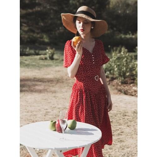 2020 new fashion womens clothing V-Neck Flare Sleeve Short Print Vintage dress women