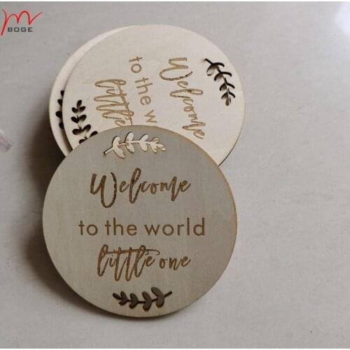 20pcs Hello Baby Newborn Wood Disc First Baby Pic Prop Welcome Little One