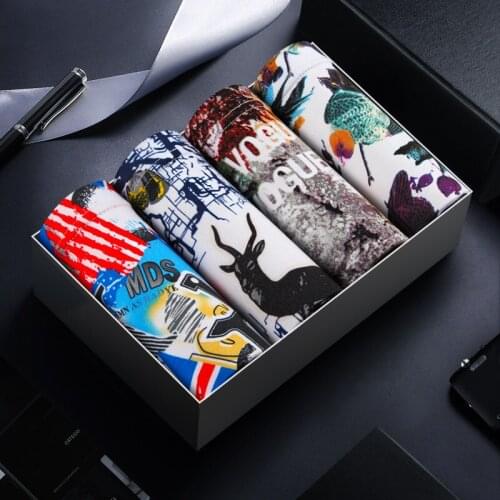 3/4/5pcs Boxer Men Breathable Comfortable Underwear Man Boxers Super Elastic Shorts Printed Underpants Male Panties Gay