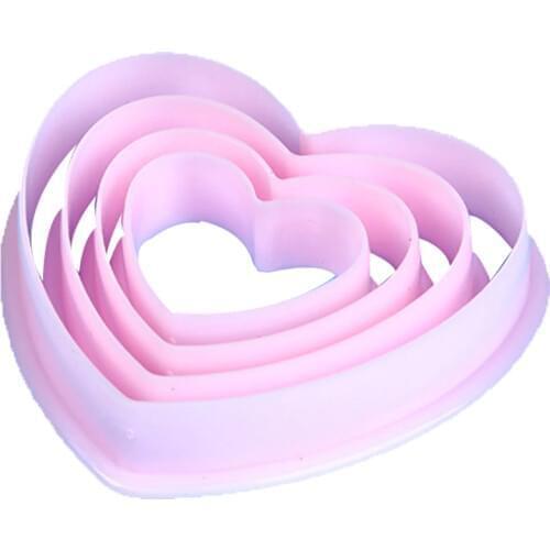 4pcs Plastic Heart Pattern Cutting Dies Mold Set Cookie Moulds Set Cake Cutters Baking Tools