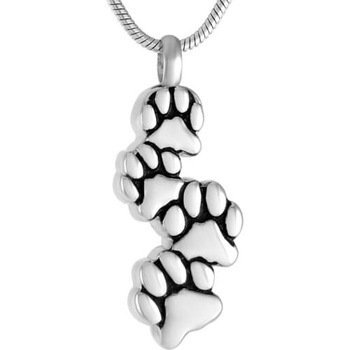 4Paw Shape Pet Memorial Urn Pendant With Snake Chain 316L Stainless Steel Cremation Urn Charm Necklace Bracelet Charm