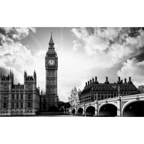 Big Ben Oil Painting On Black And White Canvas Print Wall Poster Abstract Building Pictures For Living Room Decor