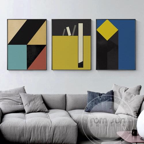 Abstract Retro Nostalgic Colors Poster Canvas Painting Scandinavian Geometry Wall Pictures for Living Room Bedroom Aisle Decor