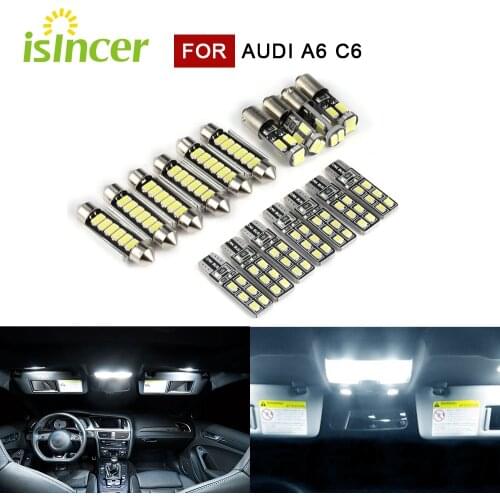 17pc /set car lights Canbus Error Free LED Interior Dome Map Reading Light bulb Kit for Audi A6 C6 2005-2011