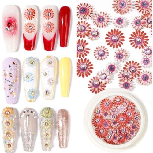 2020 new 3D color three-dimensional nails diamond daisy flower sequins DIY nail designer art decoration accessories 50pcs/1box