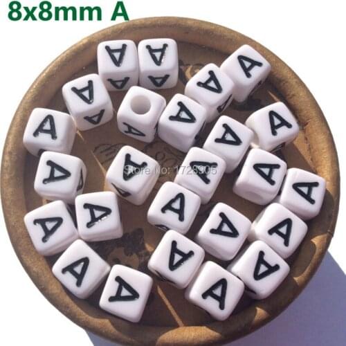 Letter Beads for jewelry making Cube with letters 8mm 1100pcs English Alphabet Beads White Cube Square Acrylic Letter A Beads