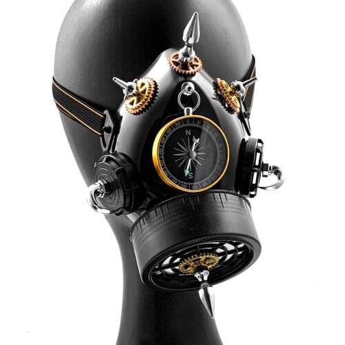 Black SteamPunk Spike Gears Mask Masquerade Costume Biker Mens Womens