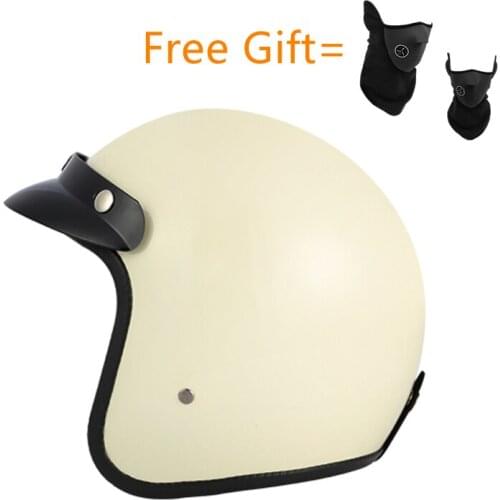 DOT New White Material Open Face 3/4 Helmets Vintage Sun Visor Motorbike Helmets Casque Moto Scooter Safety Protection Casco