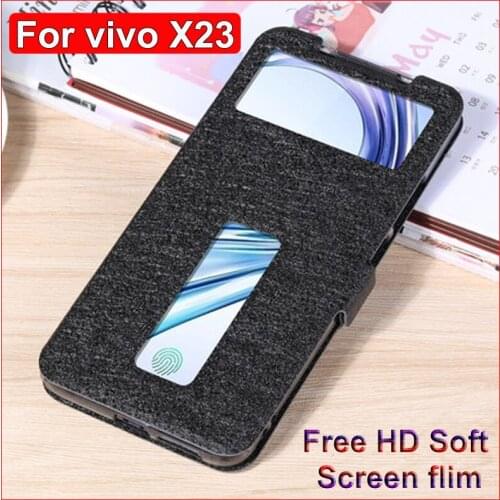For vivo X23 flip case v1809a leather shell 6.41" vivoX23 open window battery cover For vivo X23 X 23 case back cover cases