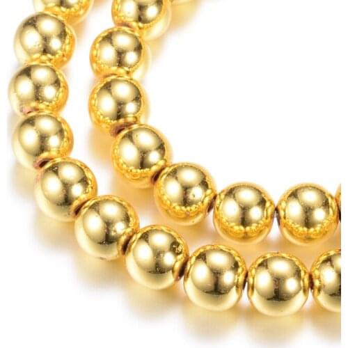 Electroplate Non-magnetic Synthetic Hematite Round Bead 3mm 4mm 6mm 8mm 10mm Bead Strands for jewelry making bracelet necklace