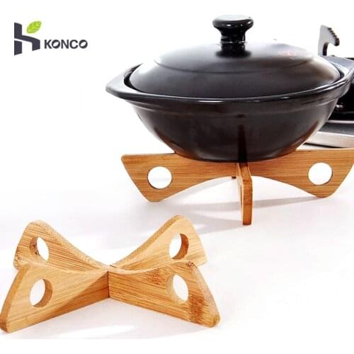 KONCO Wood Pot Tray,Heat Insulated Cooling Dish Potholders ,Detachable Wood Table Mat,Kitchen Gadget