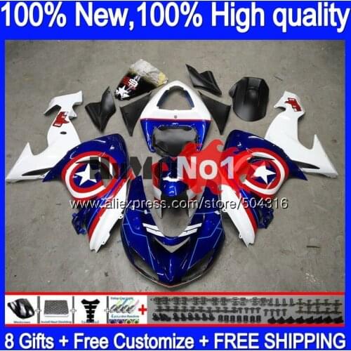 Body For KAWASAKI ZX-1000 ZX 10 R ZX 1000CC ZX10R 06 07 72MC.85 ZX-10R ZX1000 CC ZX 10R 2006 2007 06 07 Blue & stars Fairing