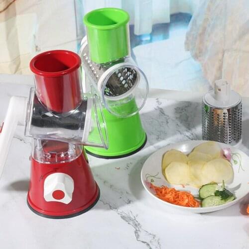 Stainless Steel Hand Crank Kitchen Gadgets Veggie Chopper Multifunctional Vegetable Cutter Fruit Grater Shredder Household Tool