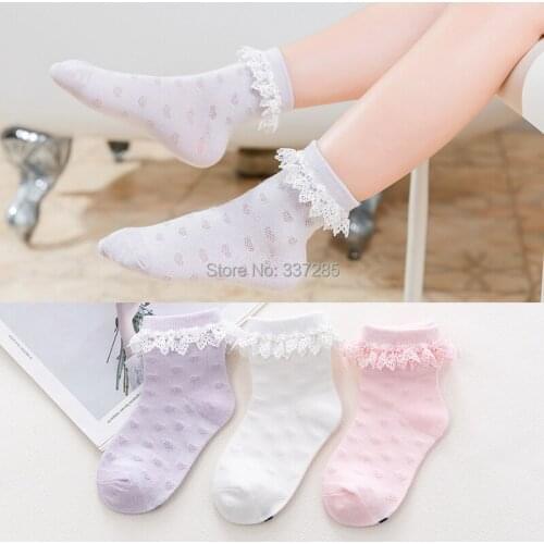 Baby girls summer spring cotton socks toddler princess lace hollow out cute Love kids children socks thin mesh infant child sock