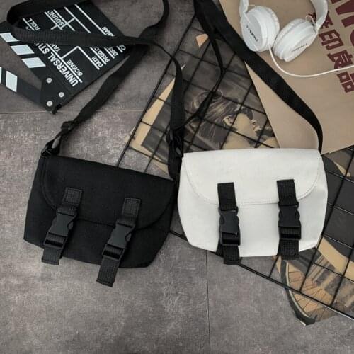 Fashion Canvas Shoulder Bag For Women Japanese Simple Cloth Crossbody Bag Students Casual Black Cute Street Messenger Bags