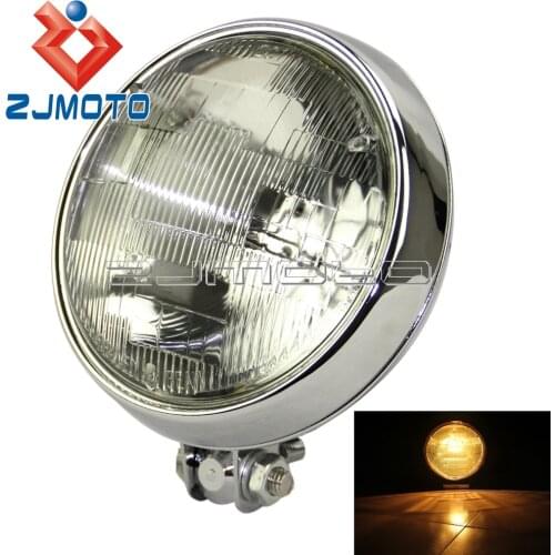 New Chrome Headlight High Low Beam Headlamp For Harley Custom Cruiser Cafer Racer Motorcycle Headlight 5.75" For XS650