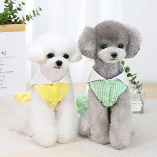Spring Summer New Pet Clothes Thin Models Cute Pet Plaid Dress Small Medium Sized Pet Teddy Chihuahua Clothes for Small Dogs