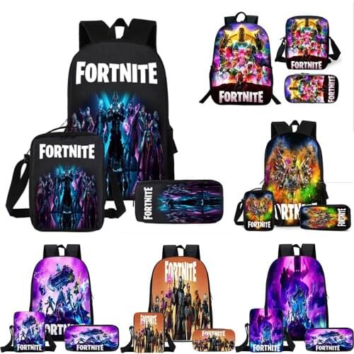 New Backpack Bag 3pcs/set Boys Games Fortnite Go School Bags Girls Student Large Capacity Backpack for Children Mochila Feminina