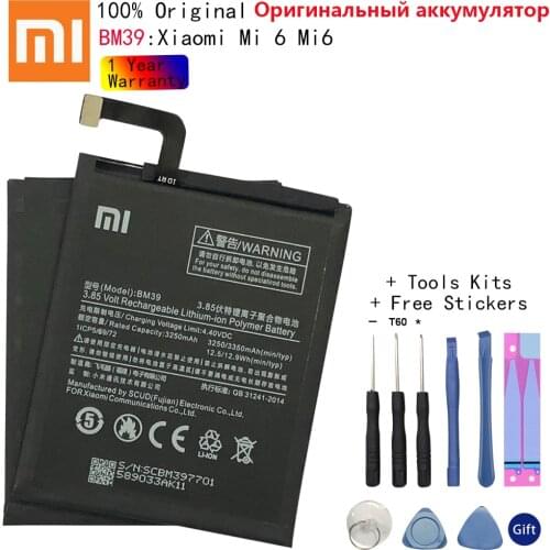 Xiao Mi Original BM39 Battery For Xiao Mi 6 Mi6 Bateria 3350mAh Phone High Real Capacity Li-polymer Batteries Free Tools