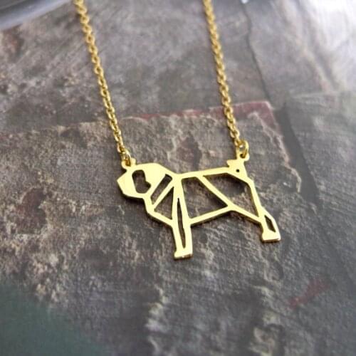 Pug Dog Necklace Origami Necklace Geometric Necklace Dog Breeds Pet Necklace Dog Memorial Gift Family Pet Pet lover Pet gift