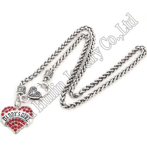"Daddys Girl" Engraved Heart Necklace Gift for Daughters - Choose mix color Crystals