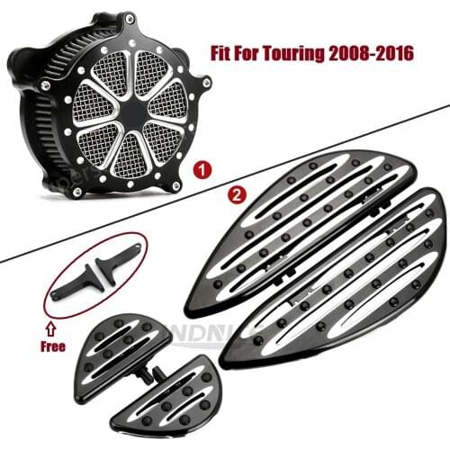 Fit For Harley 2008-2016 FLHX Street Glide road king FLHR FLTR FLHT Driver Passenger Deep cnc cut Floorboards Air intake Filters