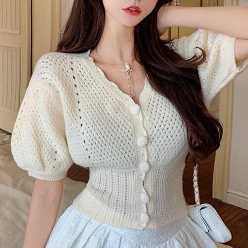 Make firm offers ~ Japanese on tender soft waxy sweet heavy hair hook flower hubble-bubble sleeve v-neck cardigan coat