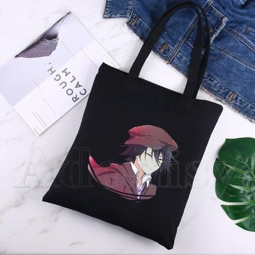 Bungou Stray Dogs Simple Women Package Elegant Canvas Bag Handbags Shoulder Bags Casual Shopping Girls Handbag Black