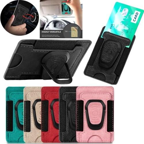 Luxury Leather Metal Universal Finger Ring Smartphone Mobile Cell Phone Hand Card Slot Holder Stand For IPhone Xiaomi Mi8 Holder