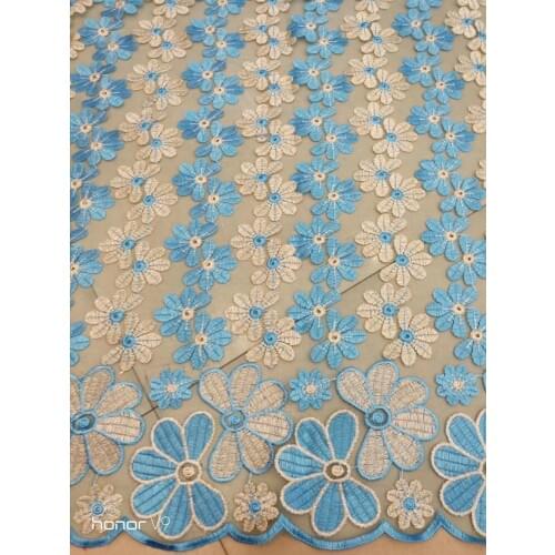 Mesh base dyed yarn polyester embroidery daisy flower lace fabric,8 colors available,XERY-YY190429B