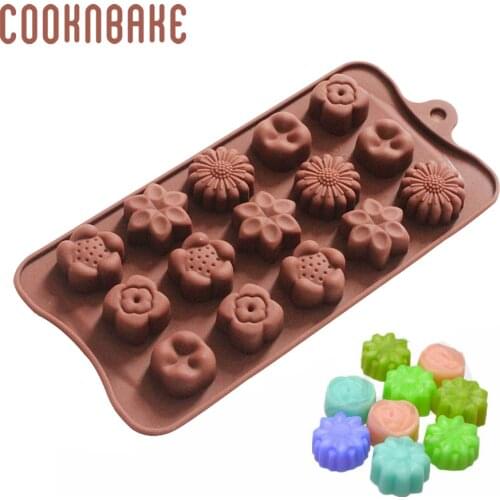 15 Holes Silicone Chocolate Mold Ice Cube Tray Mold DIY Baking Tool pastry mould with 5 kinds of Flower