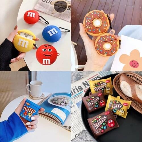 For AirPods 2 Case Silicone Cute 3D Chocolate Beans Earphone Case For Apple Air pods pro Cover Headphone Cover For Earpods Strap