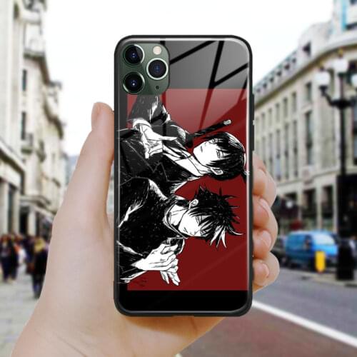 Aki hayakawa and fushiguro megumi Silicone Glass Phone Case Cover Shell For iPhone SE 6 6s 7 8 Plus X XR XS 11 12 Mini Pro Max