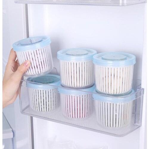 1pcs Drain Box, Kitchen Vegetable Plastic Storage Box, Refrigerator Sealed Storage Green Onion Drain Box