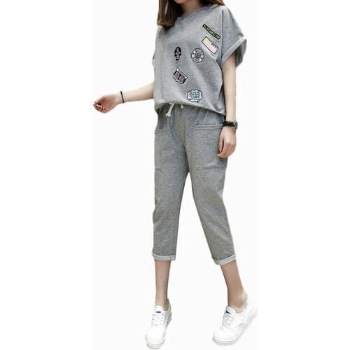 Large Size Women Clothing Sporting Sets 2021 Korean Summer Female Casual Loose Two Piece Sportswear Suits Womens Tracksuit M-4XL