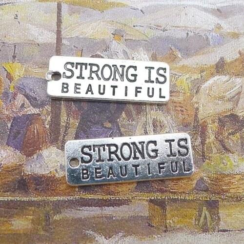 100pcs Inspiration Words Charms 10mm x 28mm DIY Jewelry Making Pendant antique silver color