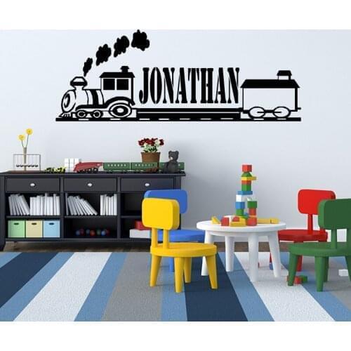 Personalized Name Train Wall Sticker Baby Nursery Kids Room Train Railway Truck Wall Decal Bedroom Vinyl Decor