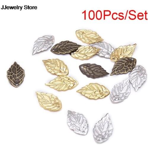 Hot 100Pcs/Set Vintage Craft Hollow Leaves Pendant Gold Charm Filigree Jewelry Making Plated For Hair Comb Jewelry Accessories